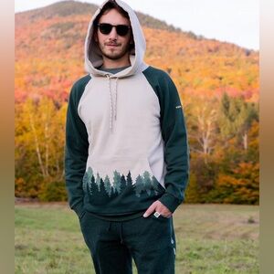 NWT Happy Earth Fading Forest Hoodie Organic Cotton Unisex 4 XL